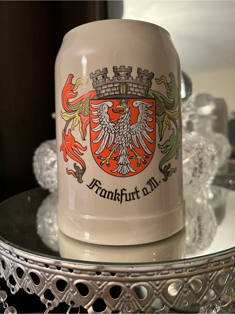 Gerz German Beer Stein Mug Frankfurt am Main Breweriana Crest Germany 0.5L
